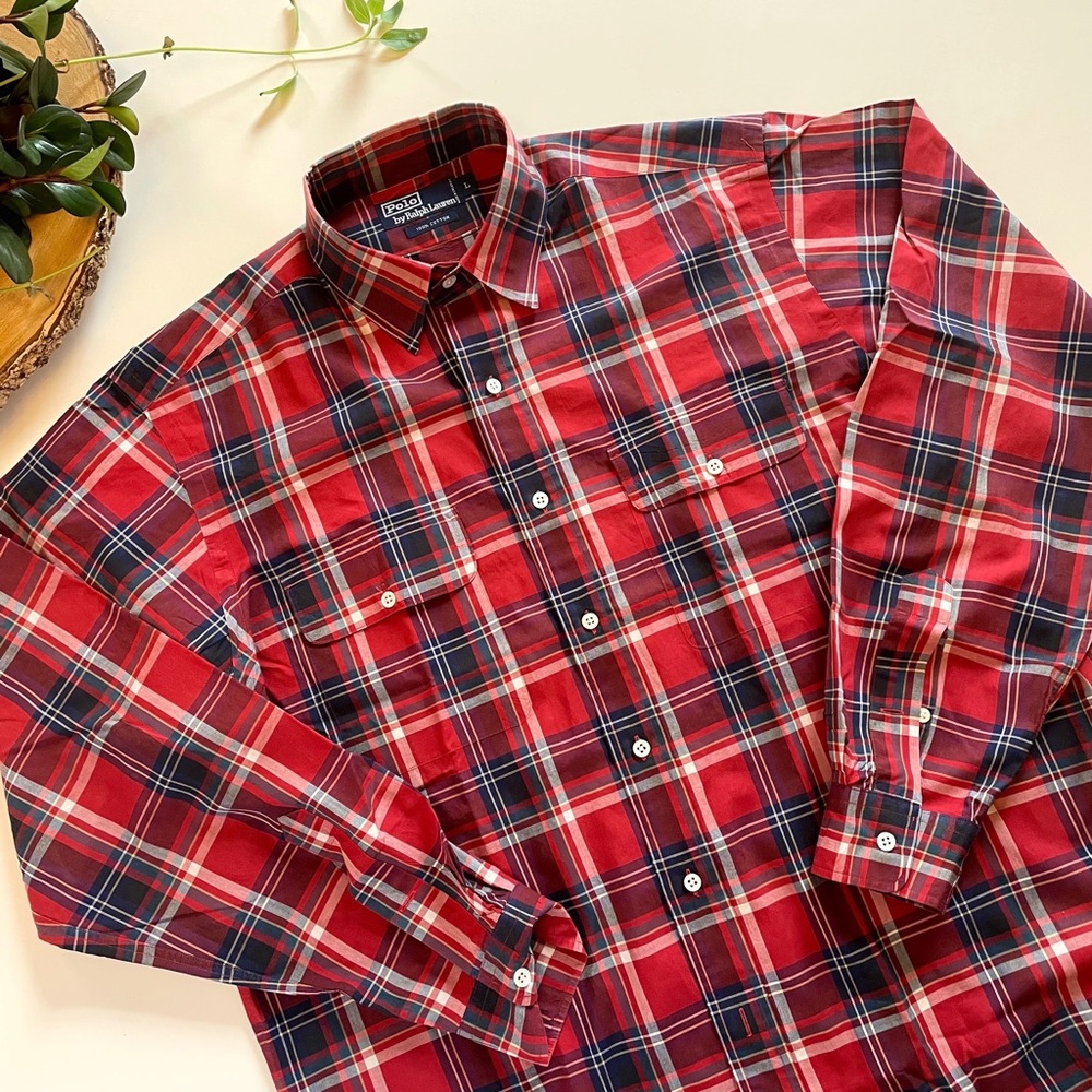 • Vintage Polo Ralph Lauren Red Plaid Shirt •